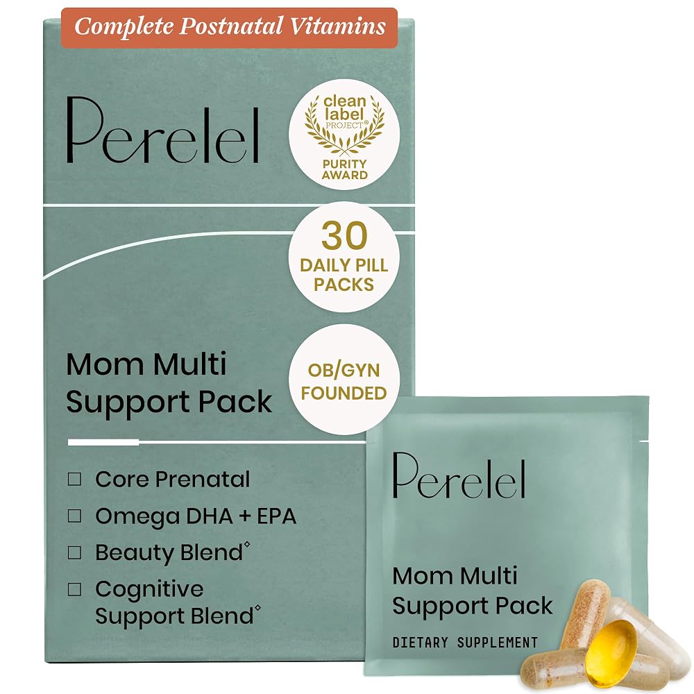 Perelel Mom Multi Postnatal Vitamins with Omega 3 DHA & Iron - 30 Sachets
