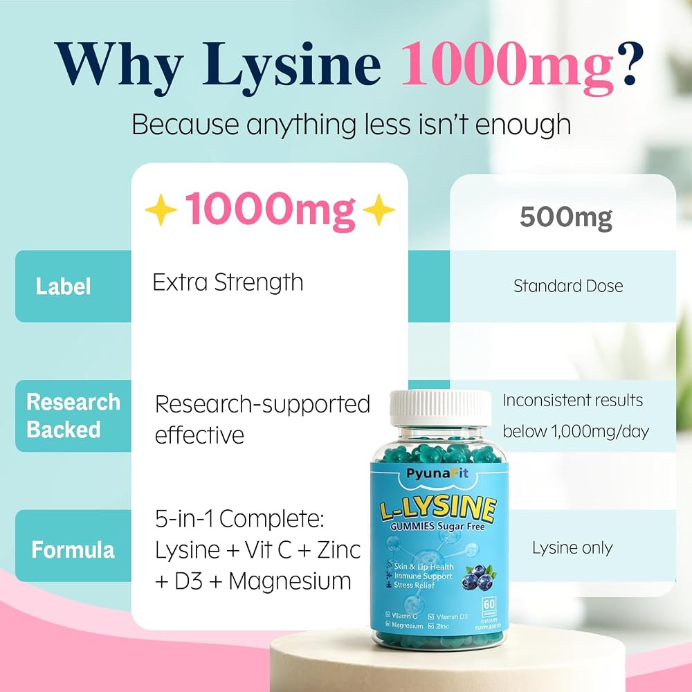 PYUNAFIT L-Lysine Gummies 1000mg 5-in-1 Formula - 60 Gummies - image 6