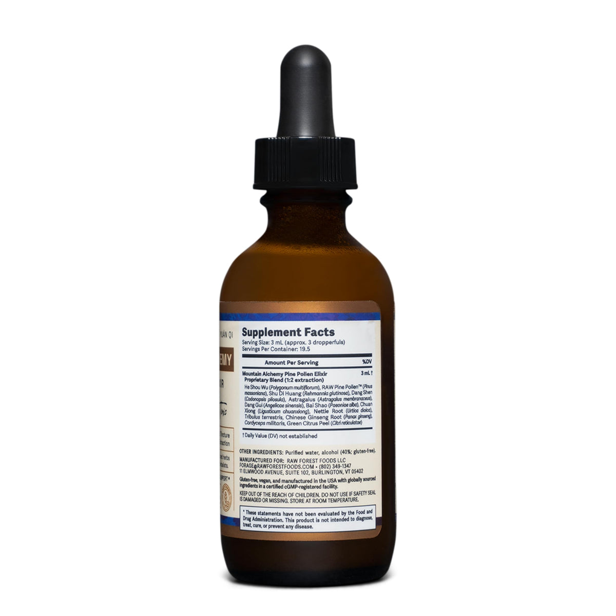 RAW Forest Foods Mountain Alchemy Pine Pollen Elixir Tincture