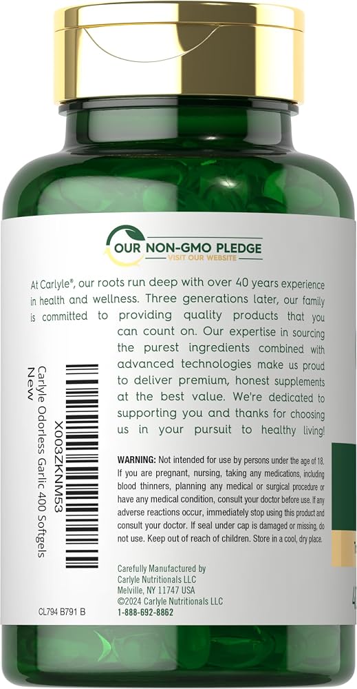 Carlyle Odorless Garlic Supplement - 400 Softgels - image 3