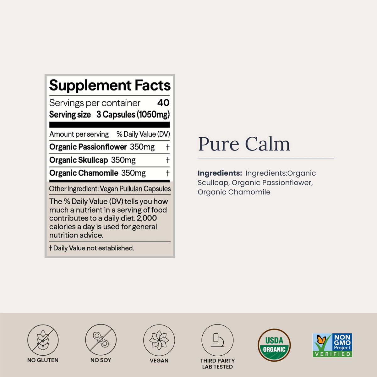 Infinity Greens Pure Calm Adaptogen Mood Support - 120 Capsules - image 4