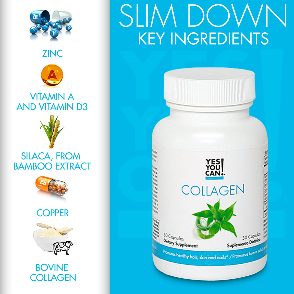 Yes You Can! Collagen Capsules for Hair, Skin & Nails - 30 Capsules - image 4