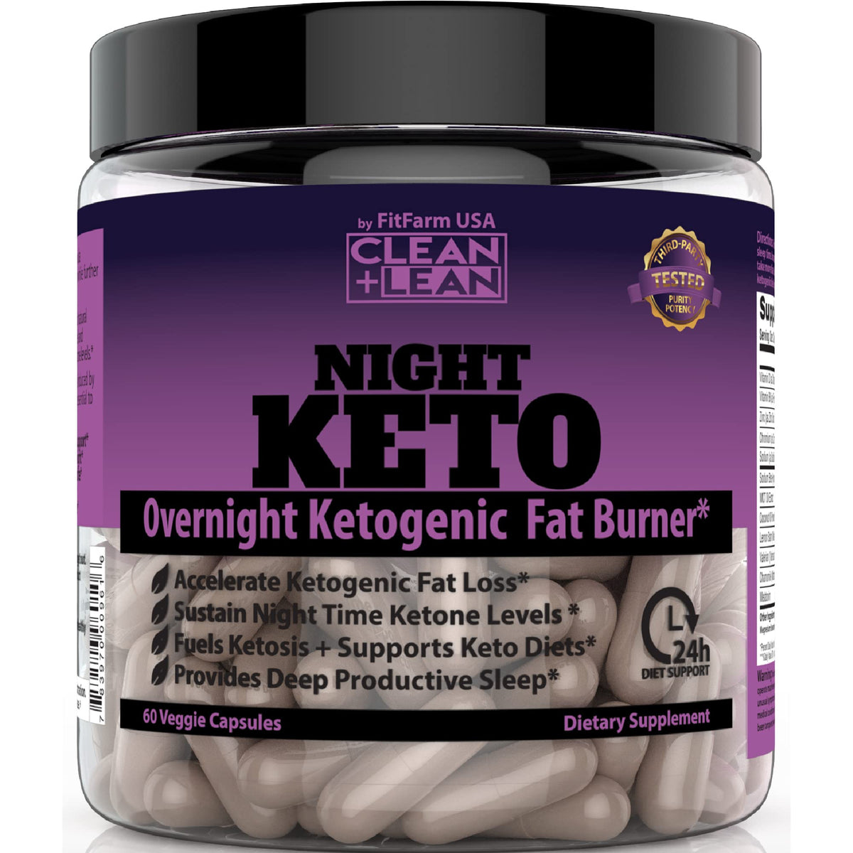 FIT FARM USA Clean+Lean Night Keto Fat Burner & Sleep Aid - 60 Capsules