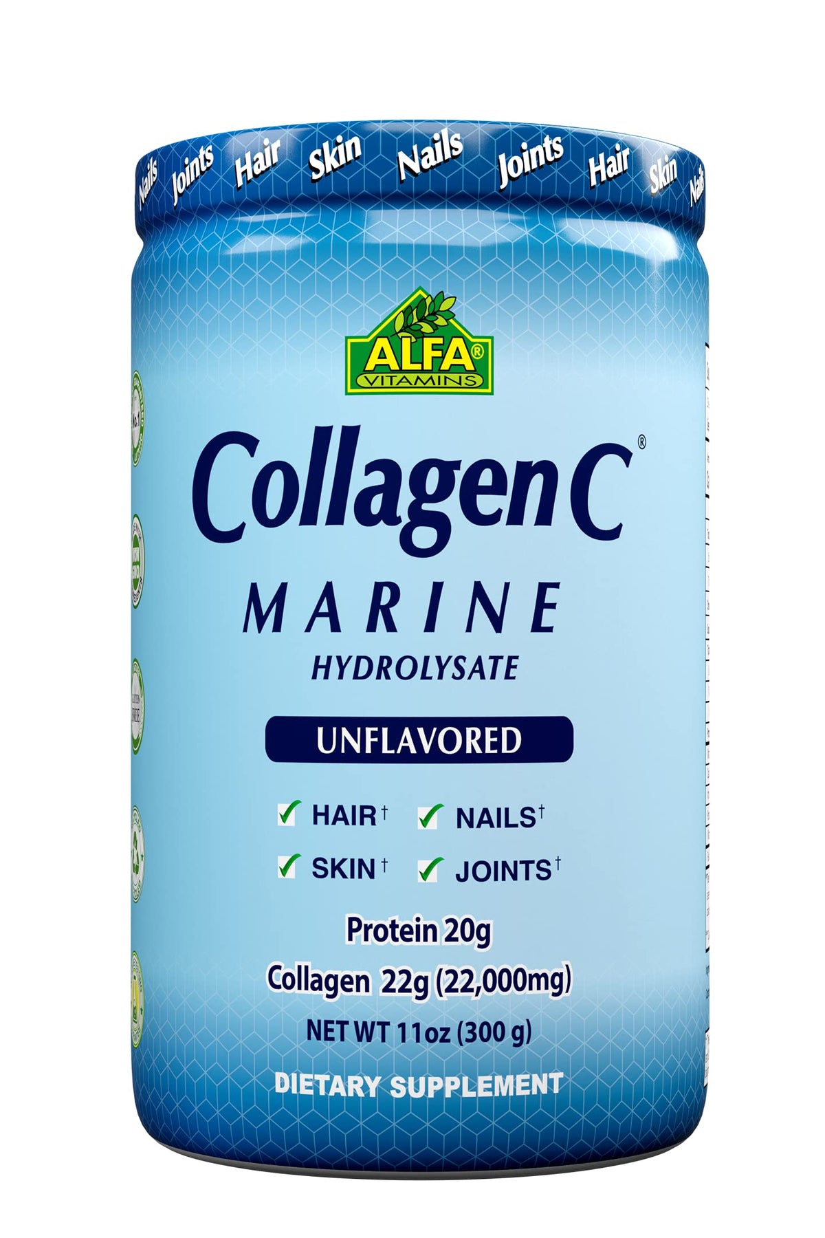 ALFA VITAMINS CollagenC Marine Collagen Powder - 11oz Jar