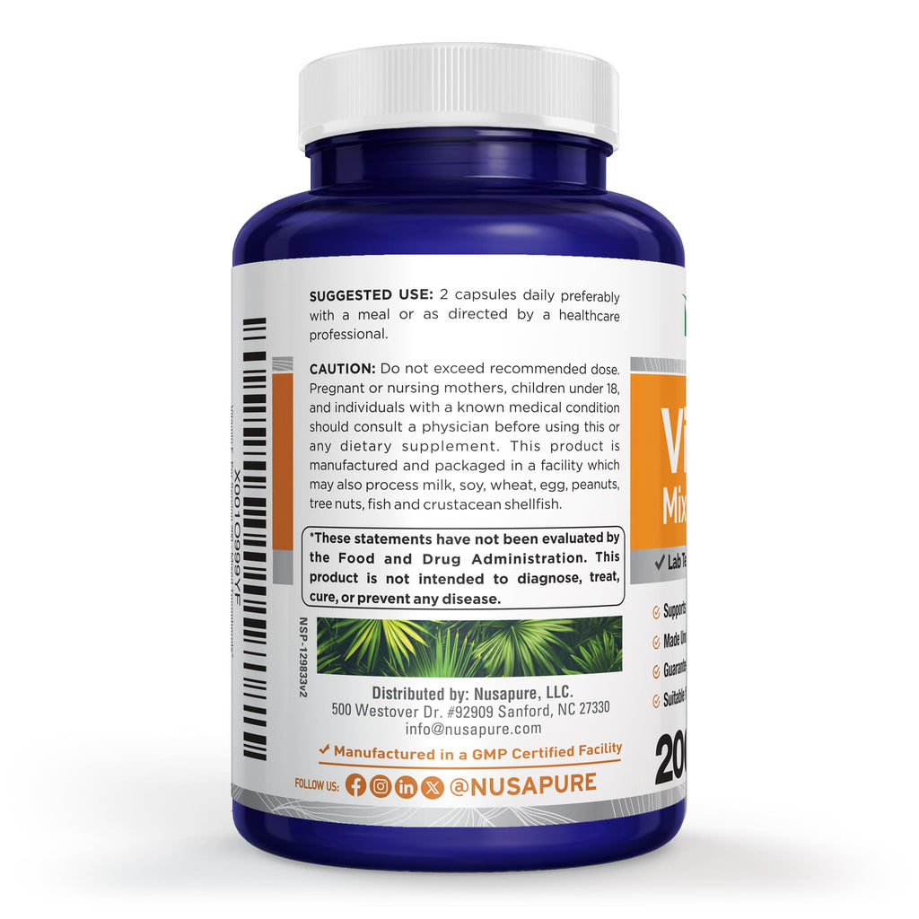 NusaPure Vitamin E Mixed Tocopherols Vegan - 200 Vegetarian Capsules - image 2