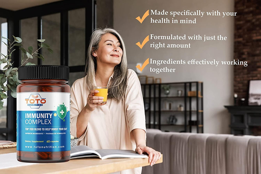 TotoNutrition Immunity Support Booster with Vitamin C, D, Zinc - 60 Capsules - image 2