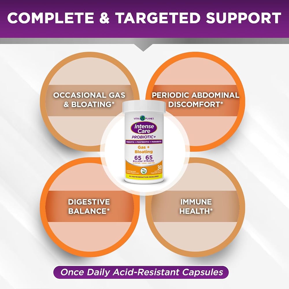 Vital Planet Intense Care Gas & Bloating Probiotics - 30 Capsules - image 3