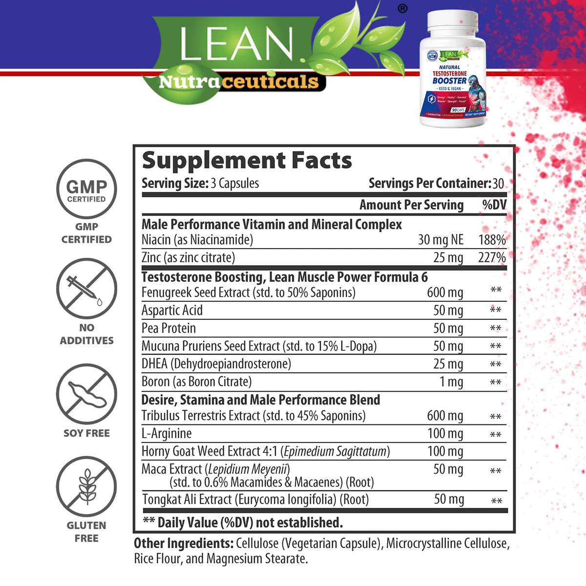 LEAN Nutraceuticals Testosterone Booster for Men - 90 Capsules - image 7