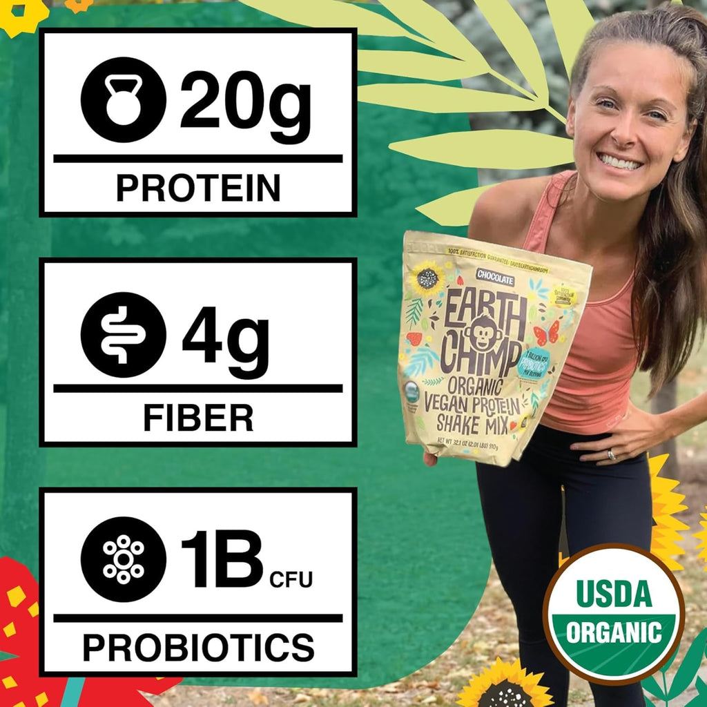 EarthChimp Organic Plant Based Protein Powder Unsweetened - 4lb - image 5
