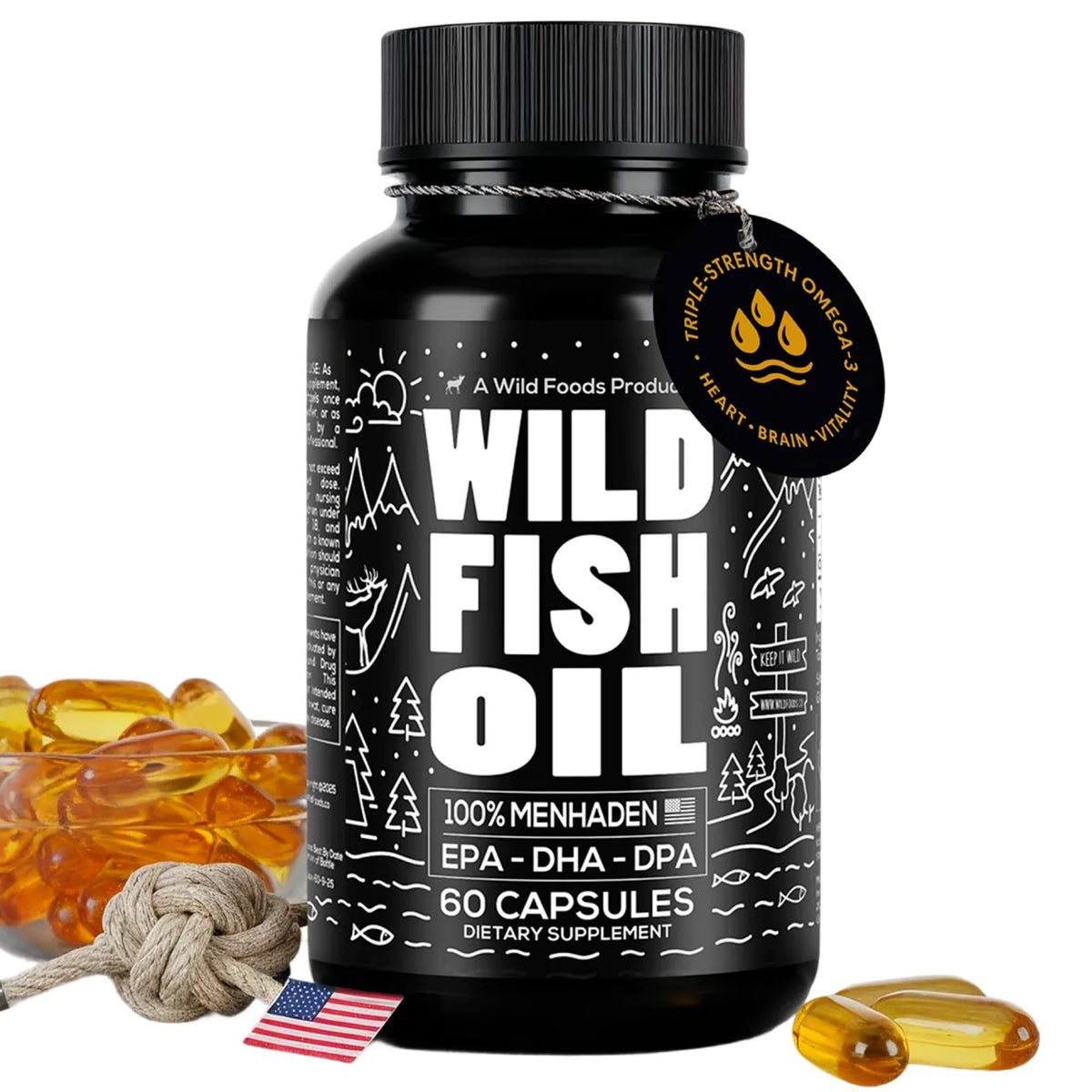 Wild Foods Omega 3 Fish Oil Supplement, 120 Capsules (2 pk)