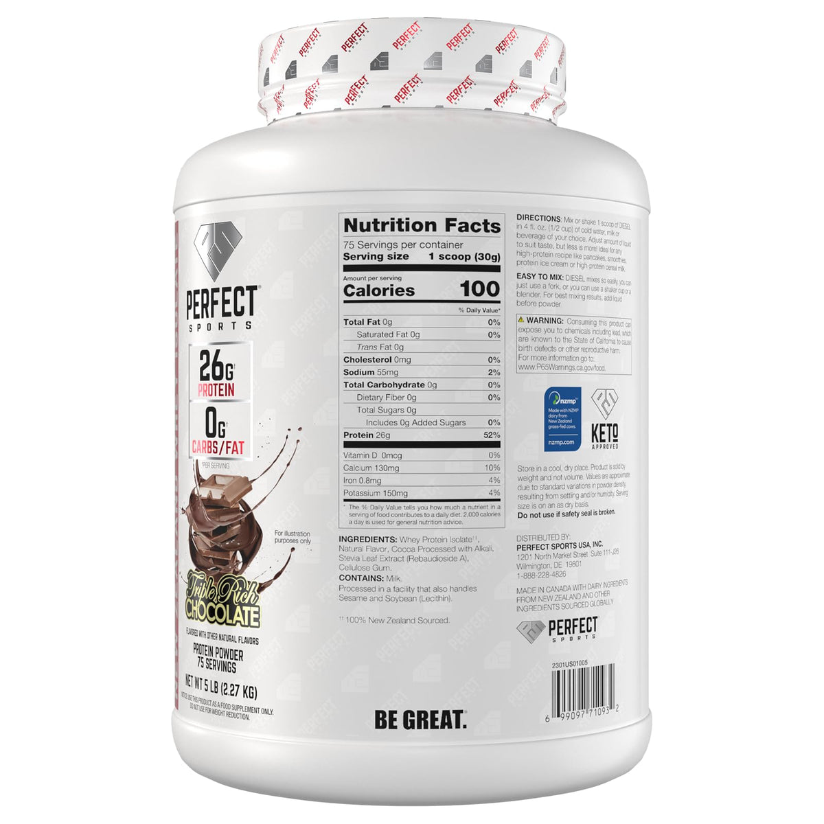 PERFECT SPORTS Diesel Whey Protein Isolate Triple Rich Chocolate - 5 lb - image 7