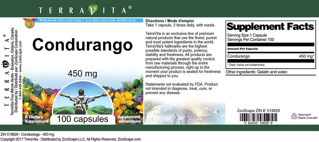 Terravita Condurango 450 mg - 100 Capsules - image 3