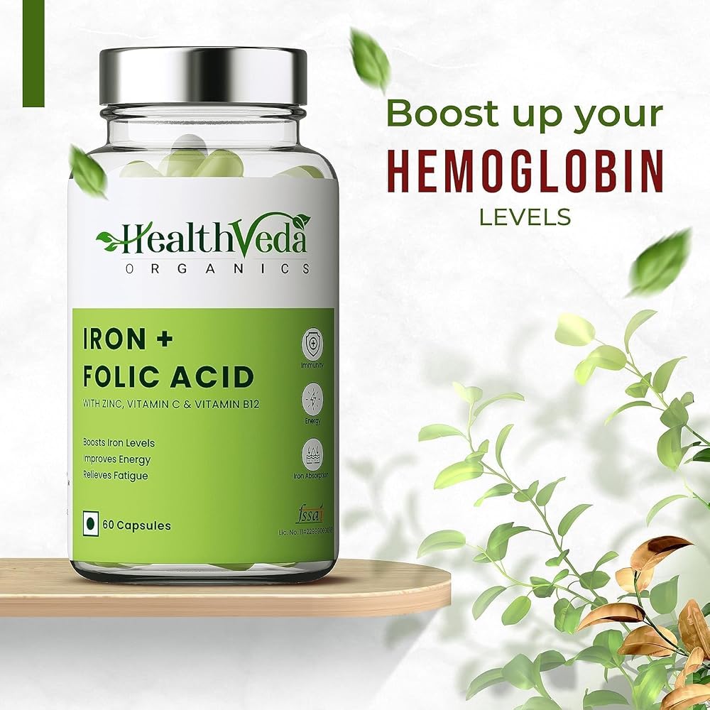 Generic Iron + Folic Acid Supplement with Zinc, Vitamin C & B12 - 60 Capsules - image 2