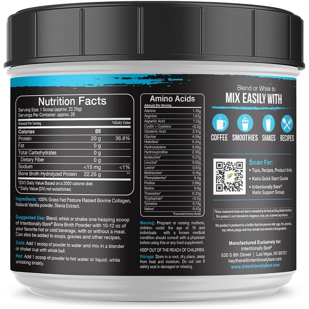 Intentionally Bare Bone Broth Protein Powder Vanilla - 16.5oz - image 2