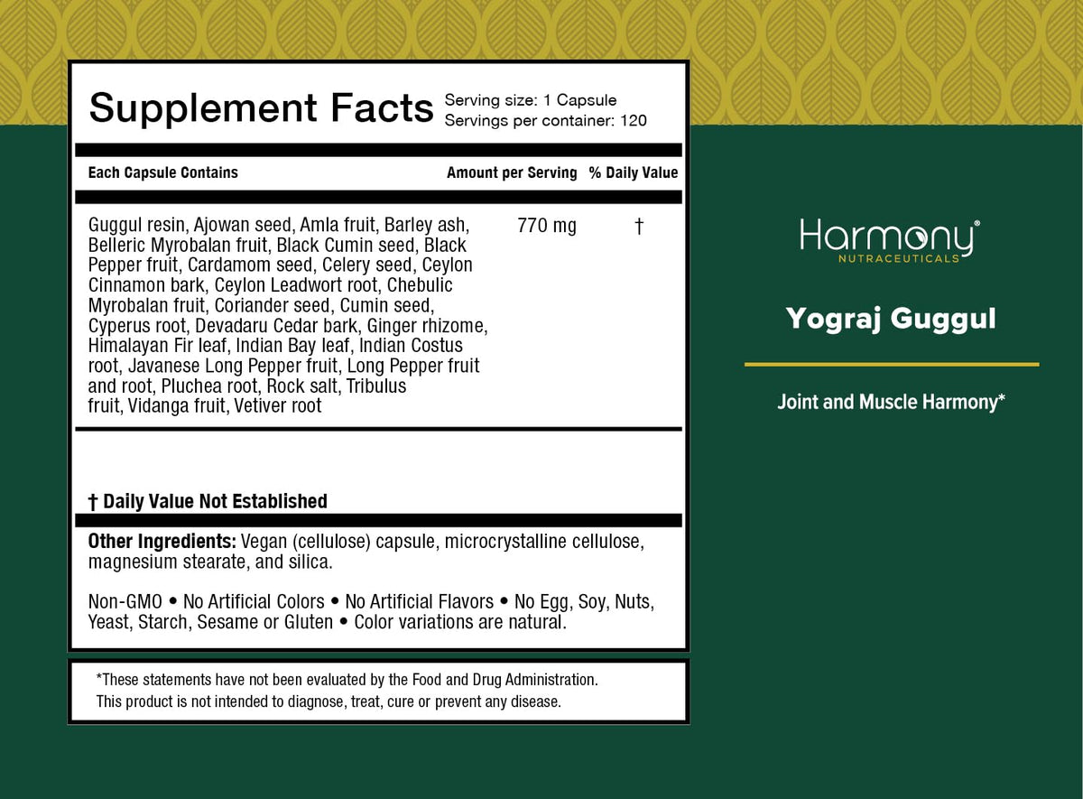 Harmony Nutraceuticals Yogaraj Guggulu Ayurvedic Herbs - 120 Capsules - image 3