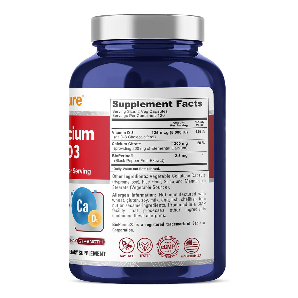 NusaPure Super Calcium with Vitamin D3 1300 mg - 240 Capsules - image 3