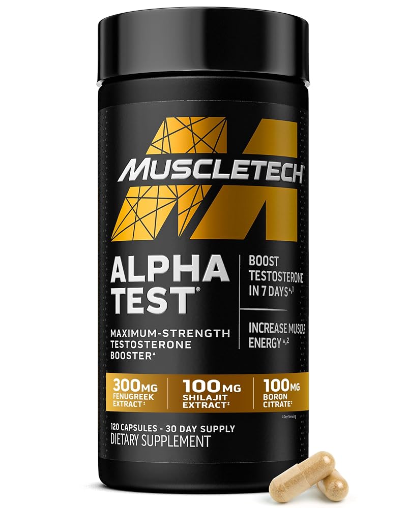 MuscleTech AlphaTest Testosterone Booster for Men - 120 Capsules