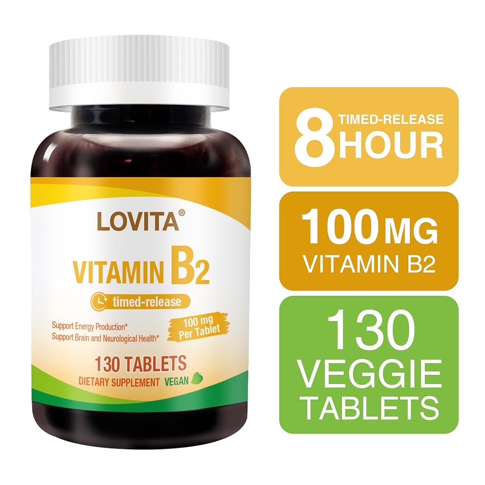 LOVITA Vitamin B2 Riboflavin 100mg Timed Release - 130 Tablets - image 3