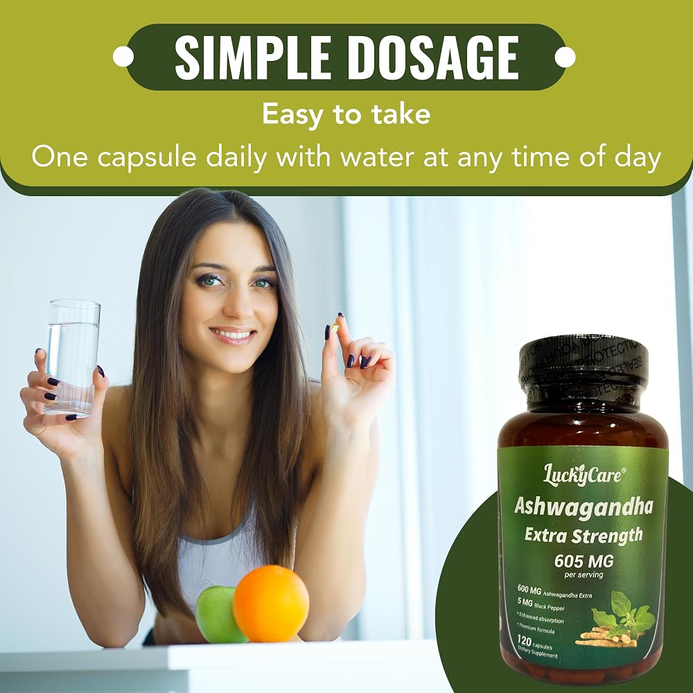 Luckycare Ashwagandha Capsules 600mg Root Extract - 120 Count - image 8