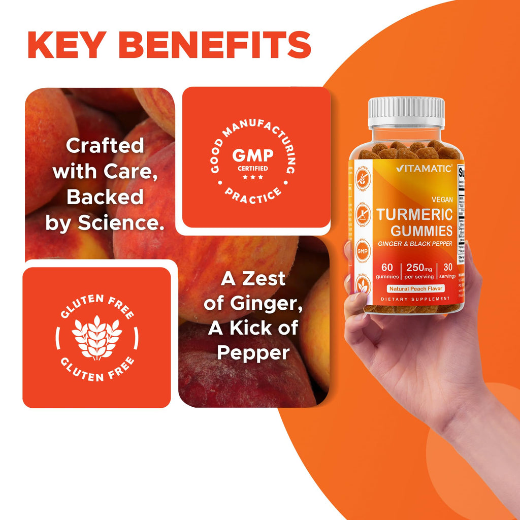 Vitamatic Vegan Turmeric Gummies with Ginger & Black Pepper - 60 Count - image 5