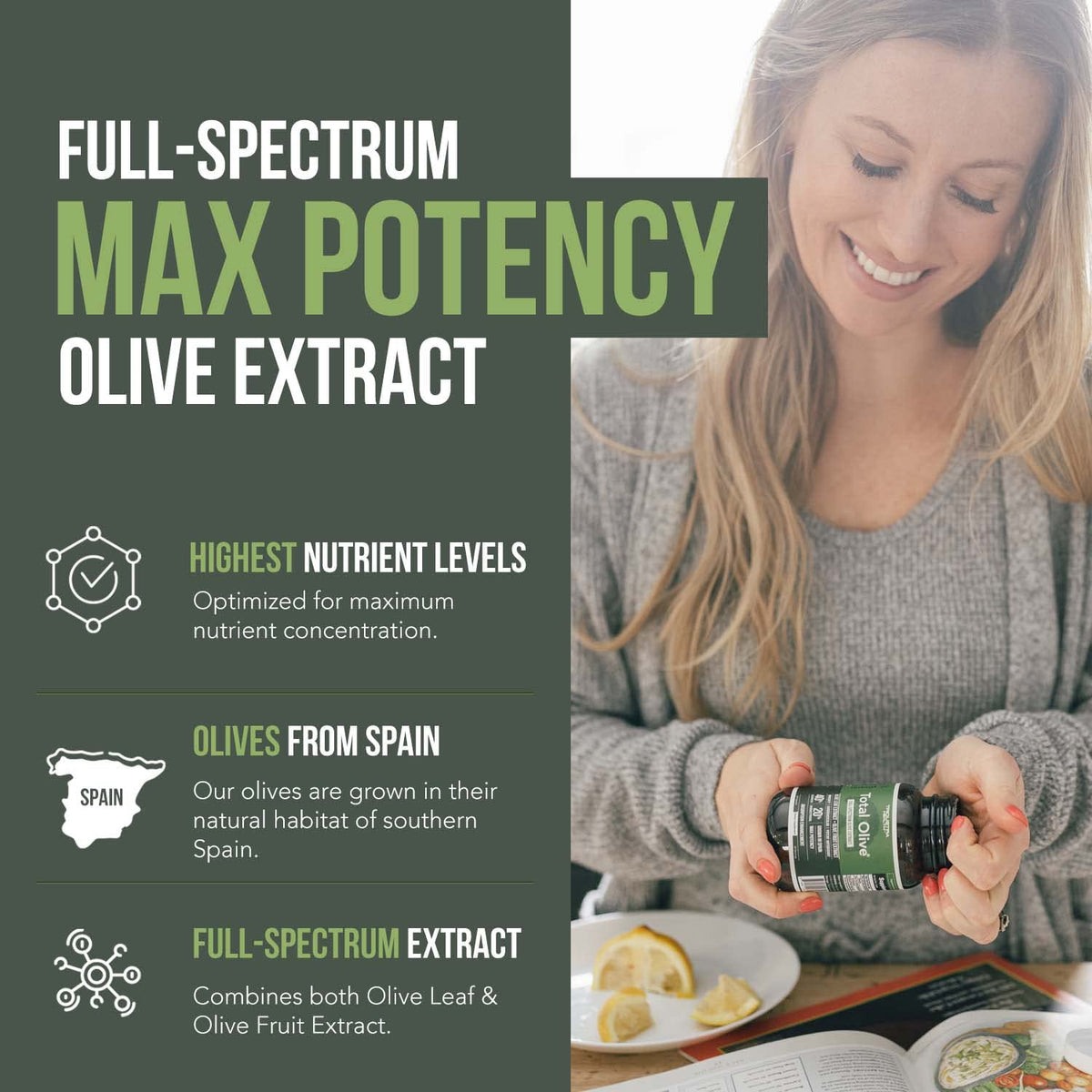 Triquetra Health Total Olive Olive Leaf Extract 40% Oleuropein - 60 Capsules - image 2