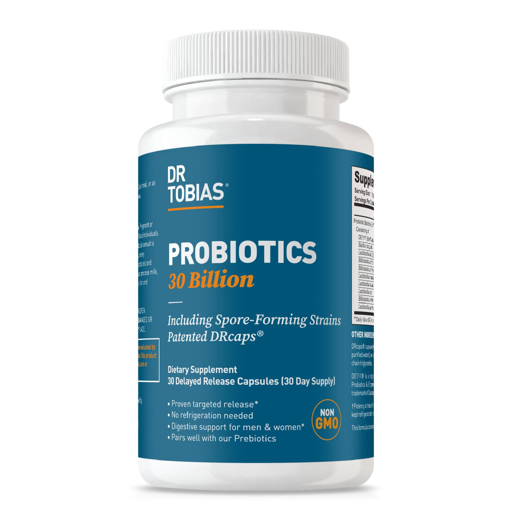 Dr. Tobias Probiotics 30 Billion CFU Gut Health Support - 30 Capsules