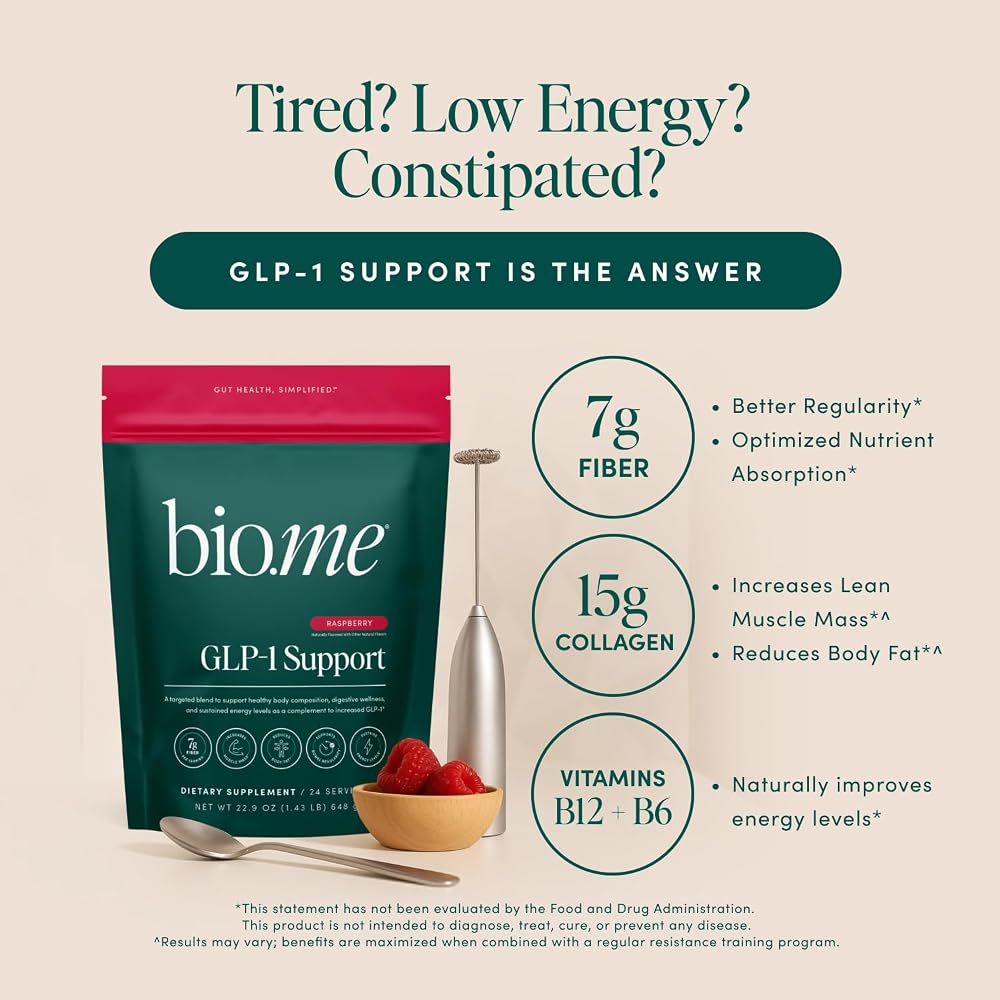 Bio.me GLP-1 Support Powder Raspberry - 24 Servings - image 2