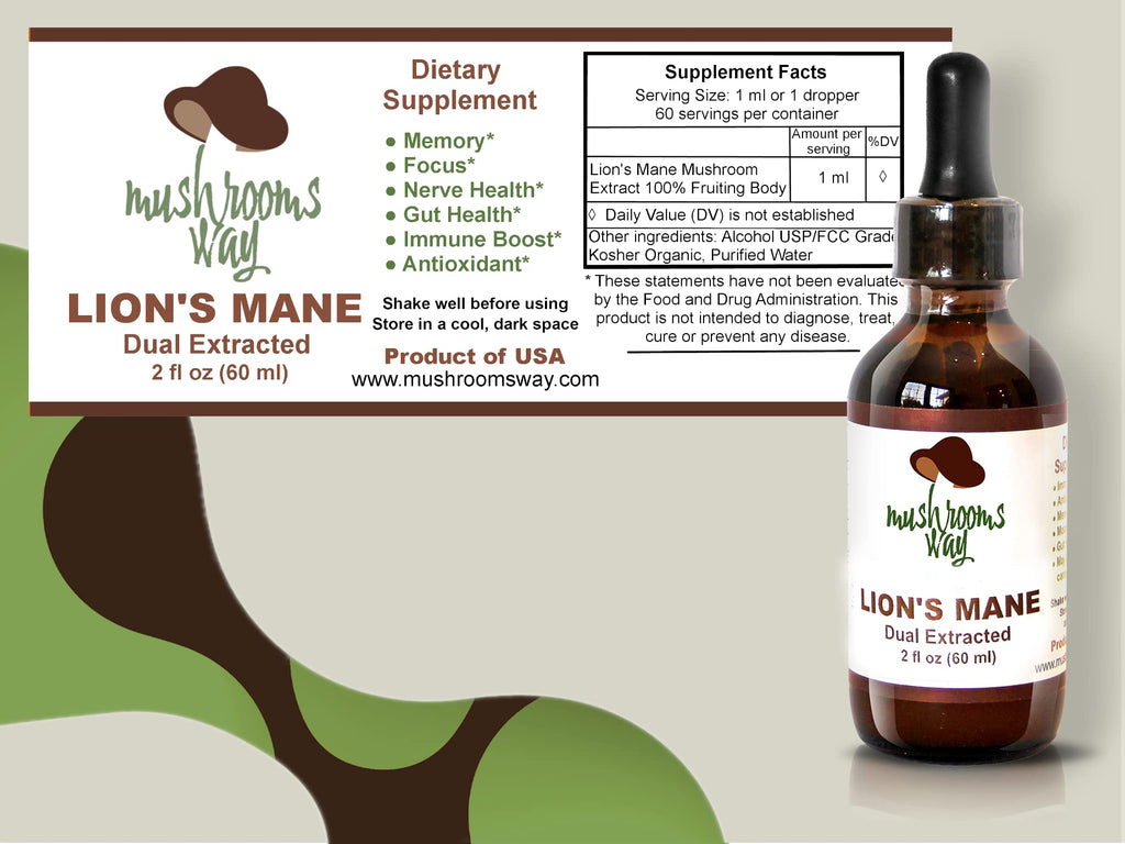 Mushrooms Way Lion's Mane Mushroom Supplement for Memory & Focus - 2 Fl Oz - image 3