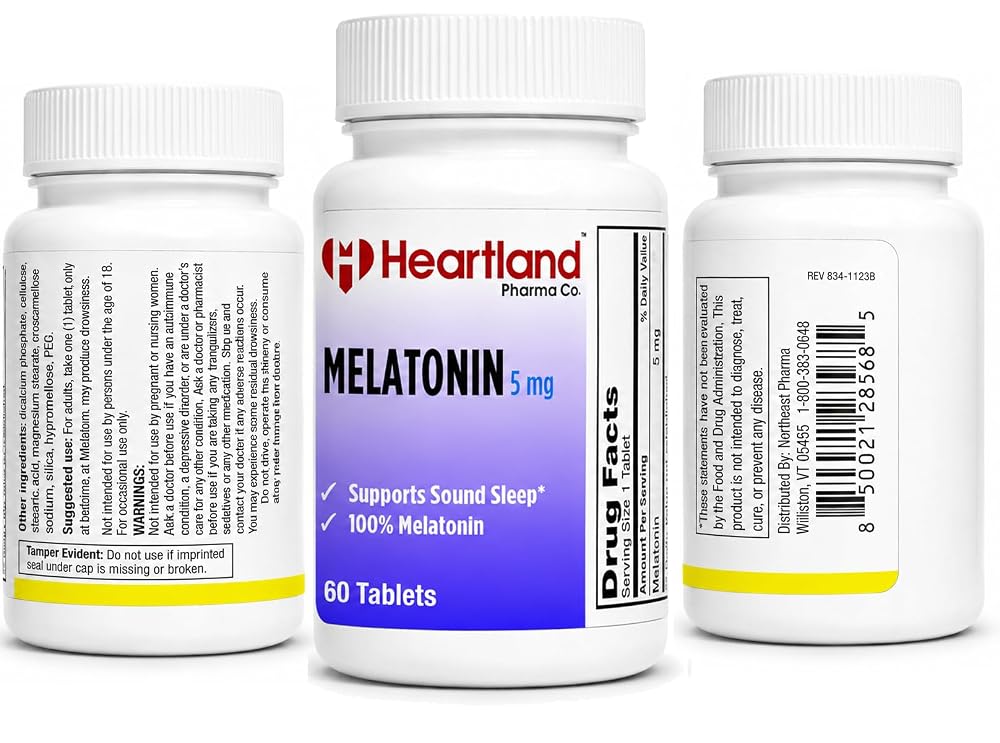 Heartland Pharma Melatonin 5mg Tablets Sleep Aid - 60 Count - image 2