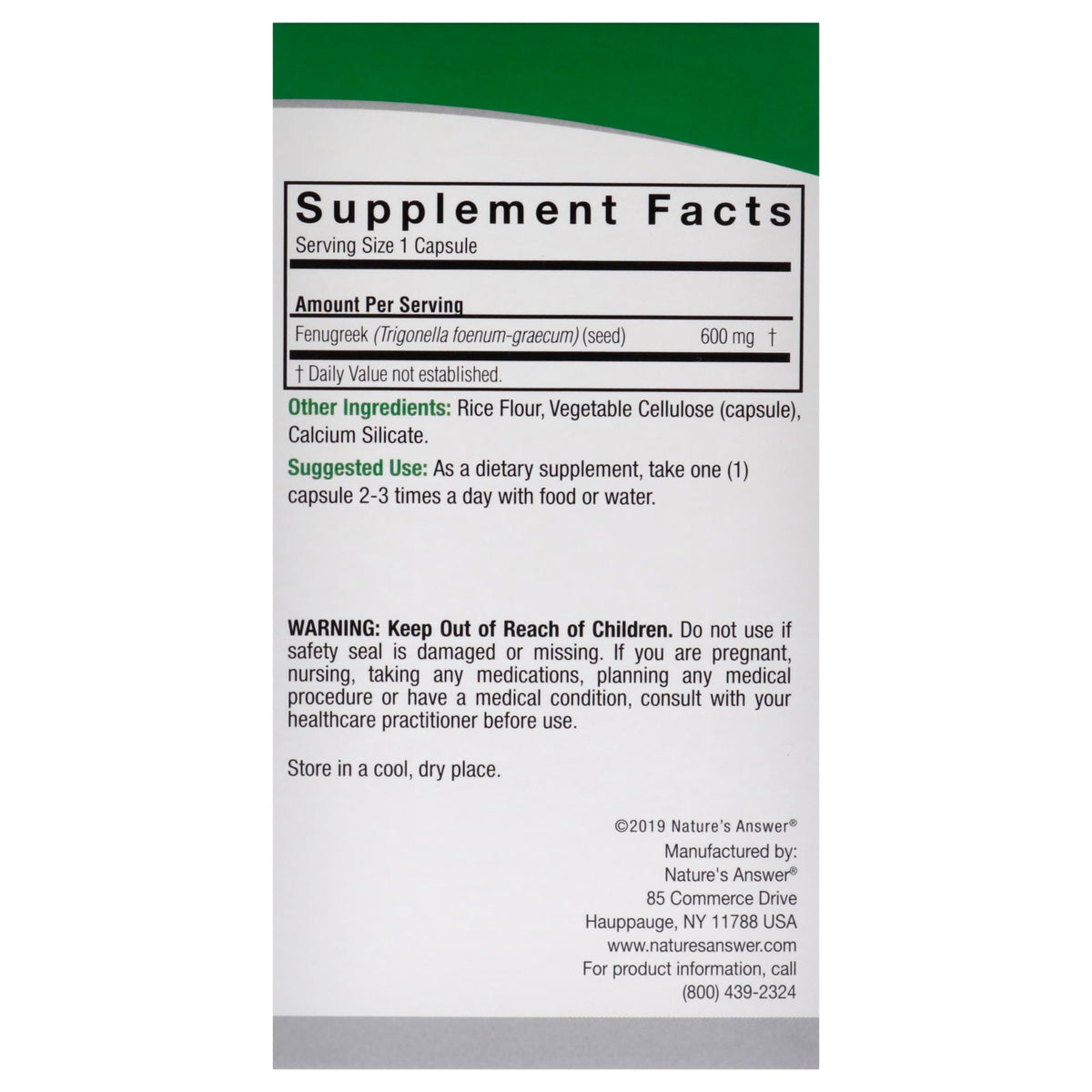Nature's Answer Fenugreek Seed Supplement - 90 Capsules - image 7