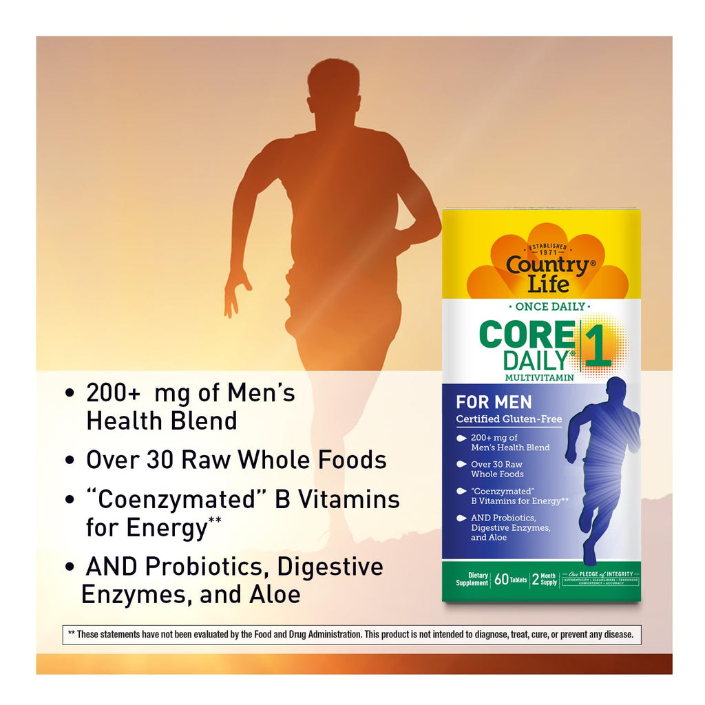 Country Life Core Daily-1 Multivitamin for Men with Probiotics - 60 Tablets - image 6