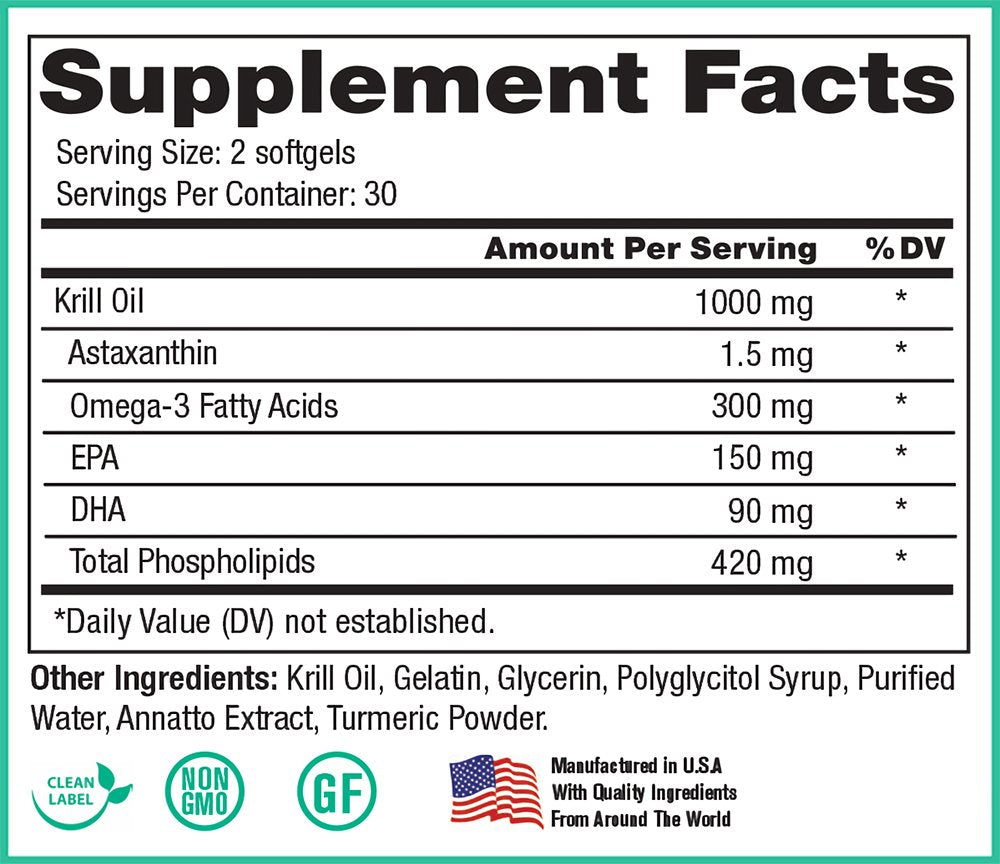 Peak Pure & Natural Krill Oil Omega 3 with EPA & DHA - 60 Softgels - image 3