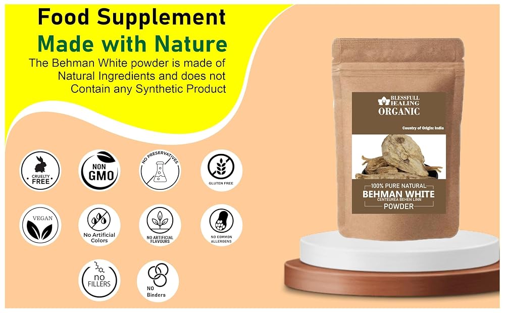 Blessfull Healing Organic Behman White Powder - 100g - image 4