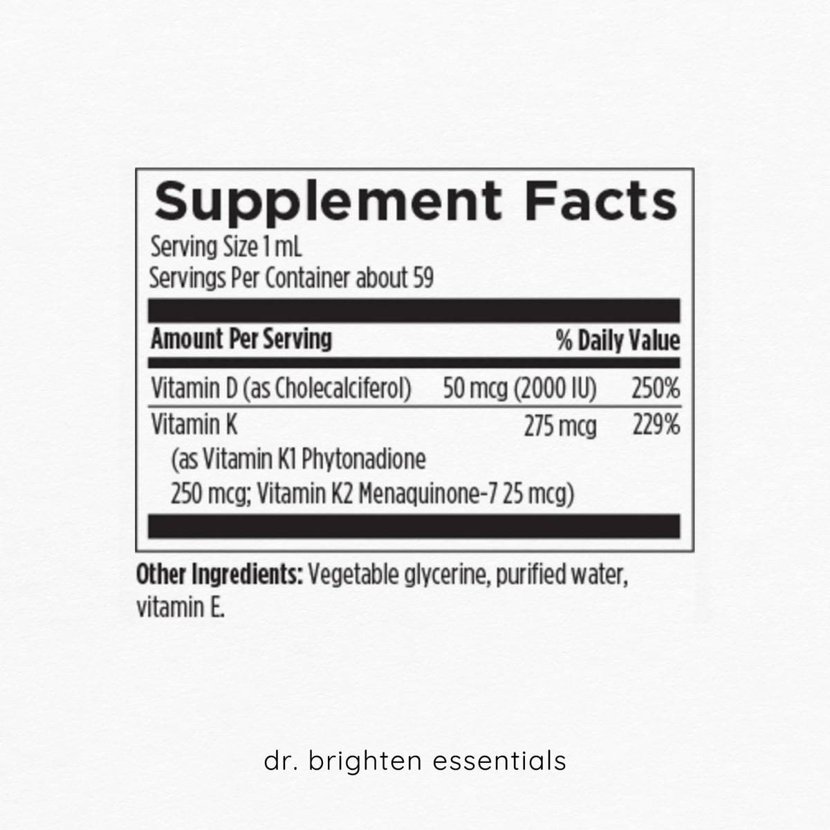 Dr. Brighten Vitamin D3/K2 Liquid Drops for Immune Support - 2 Fl Oz - image 2