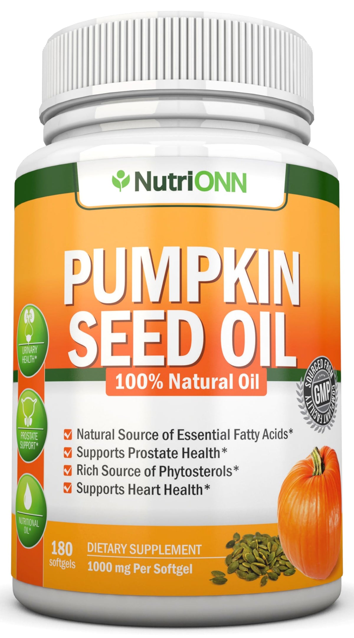 NutriONN Pumpkin Seed Oil 1000mg - 180 Softgels