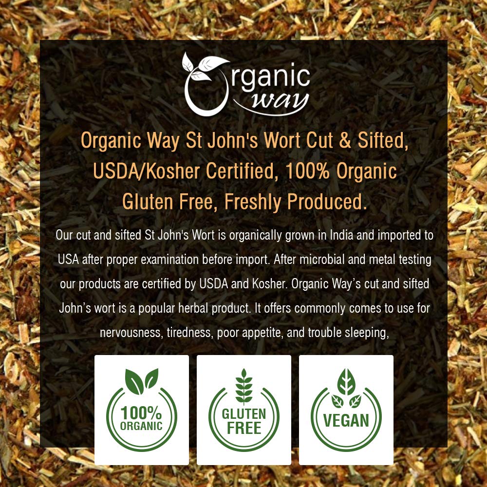 Organic Way St. John's Wort Cut & Sifted (Hypericum perforatum)