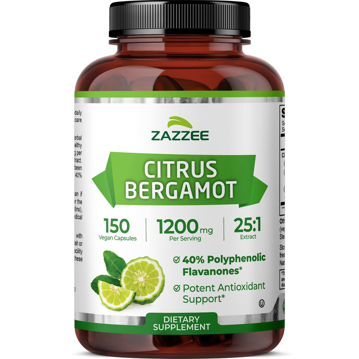 Zazzee Citrus Bergamot 25:1 Extract 1200 mg - 150 Capsules