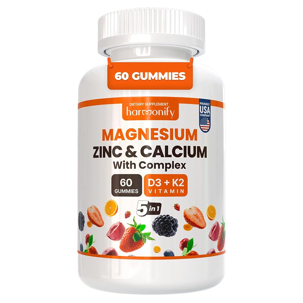 HARMONIFY Magnesium Calcium Zinc with Vitamin D3 & K2 Gummies - 60 Count