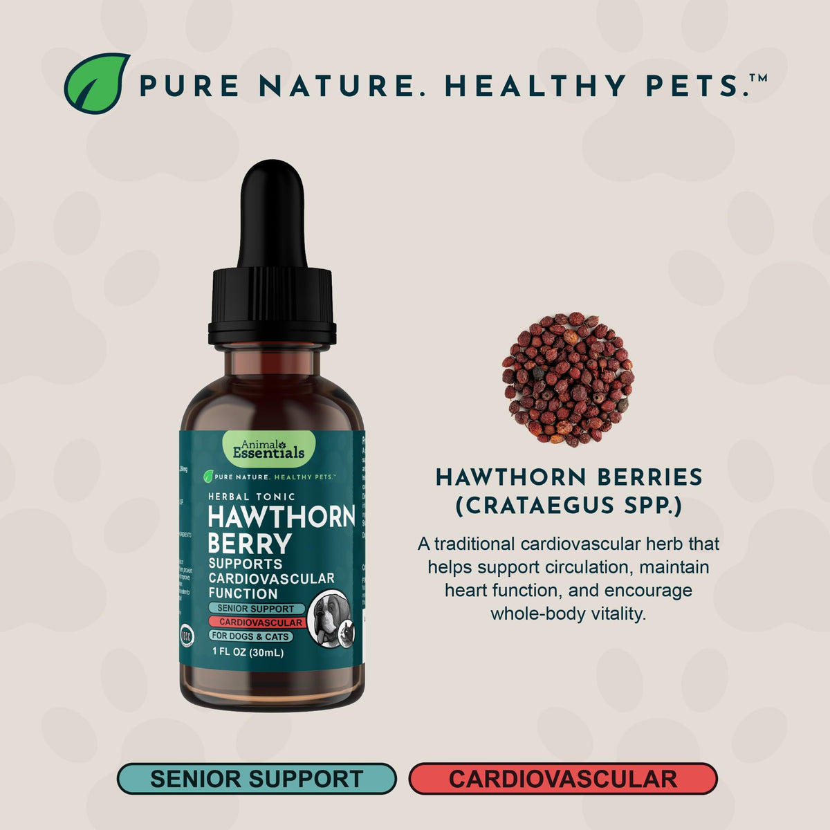 Animal Essentials Hawthorn Berry Supplement for Dogs & Cats - 1 fl Oz - image 4