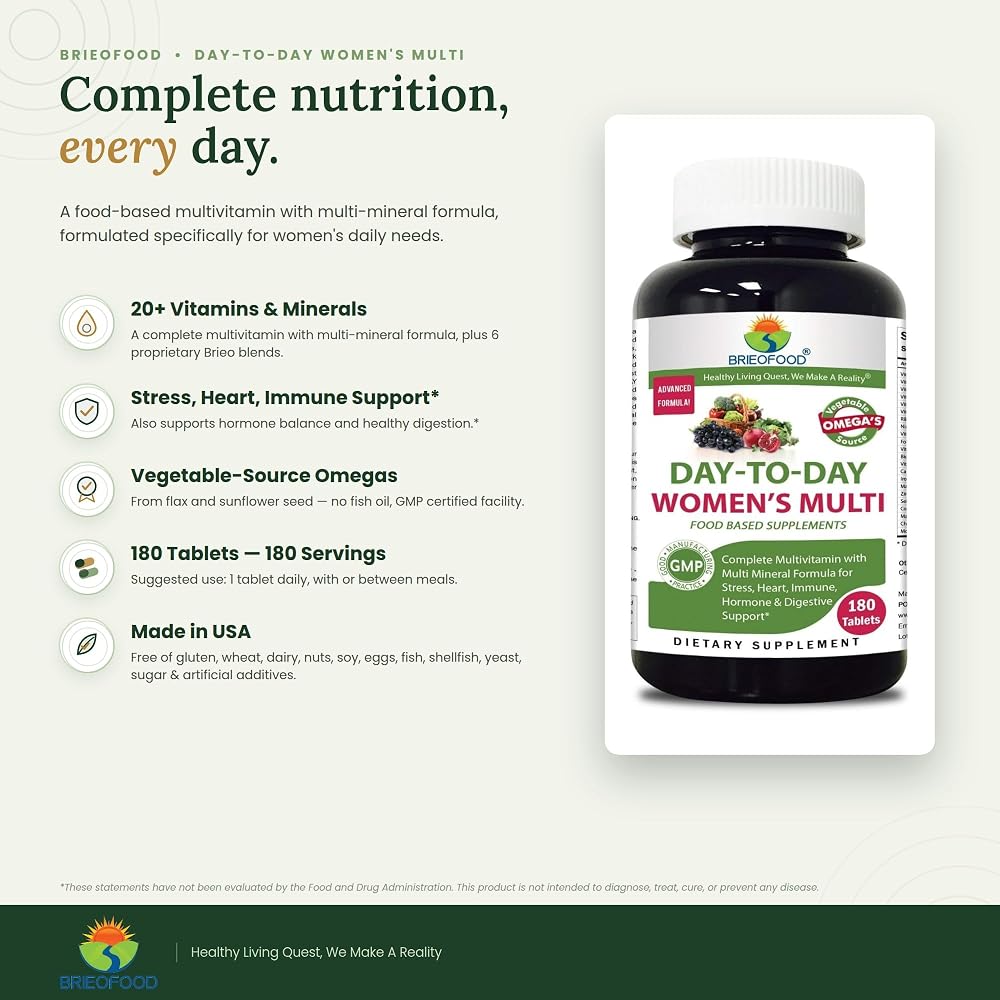 Brieofood Day-to-Day Women's Multi with Omegas - 180 Tablets - image 2