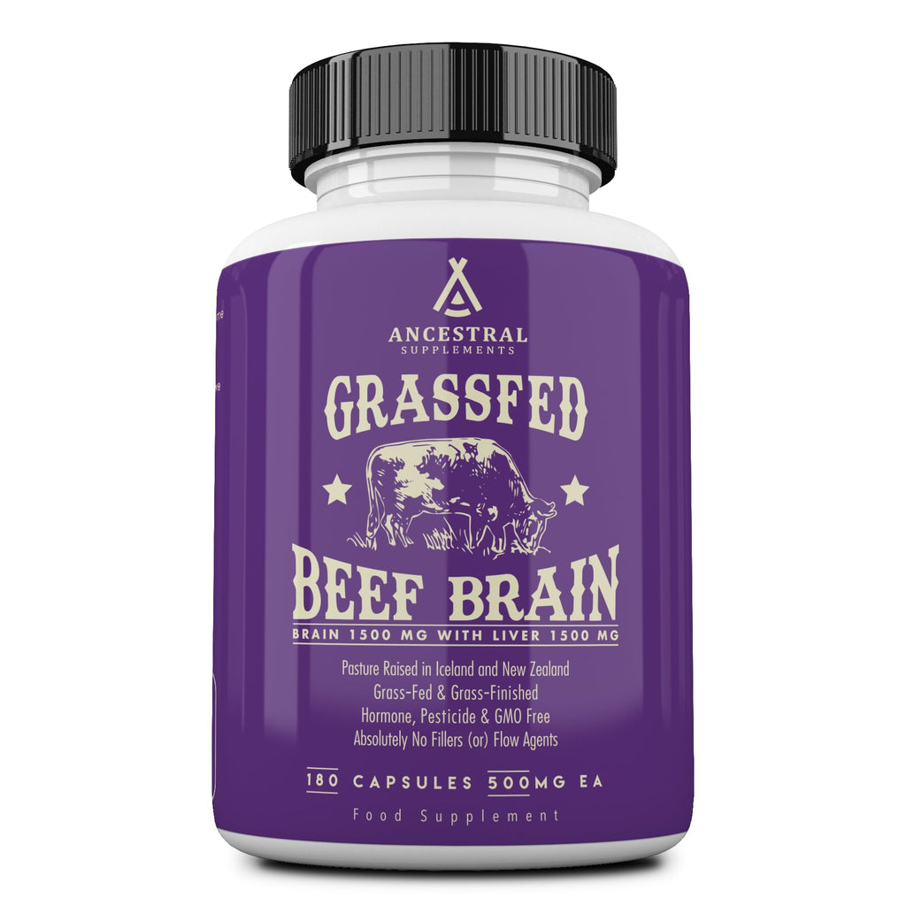 Ancestral Supplements Grass Fed Beef Brain with Liver - 180 Capsules