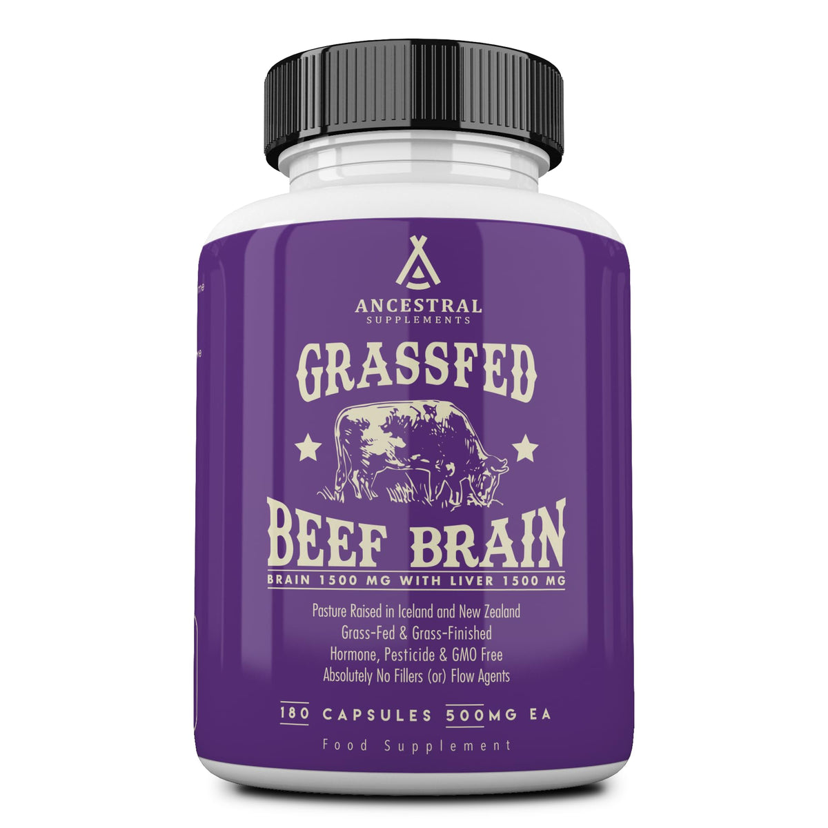 Ancestral Supplements Grass Fed Beef Brain with Liver - 180 Capsules