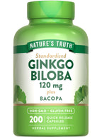 Nature's Truth Ginkgo Biloba 120mg Plus Bacopa - 200 Capsules