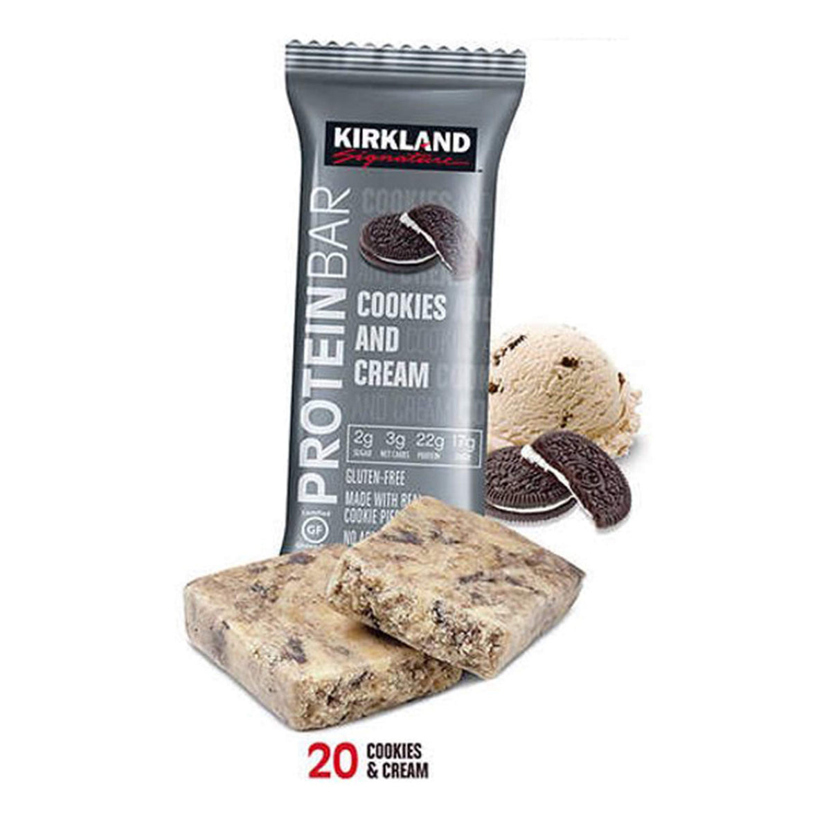 Kirkland Signature Protein Bars Cookies and Cream - 20 Count - image 3