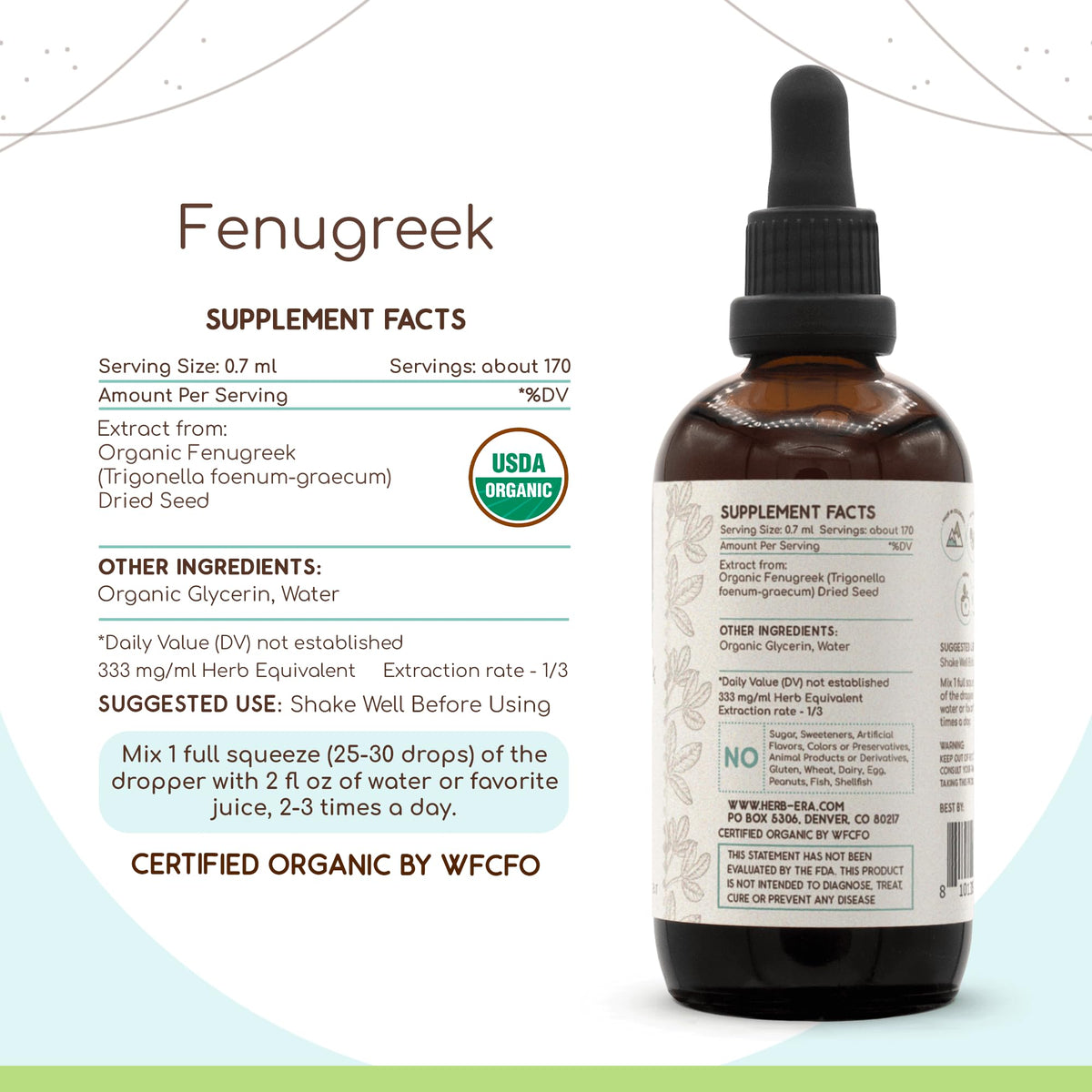 HerbEra Fenugreek Alcohol-Free Herbal Extract Tincture