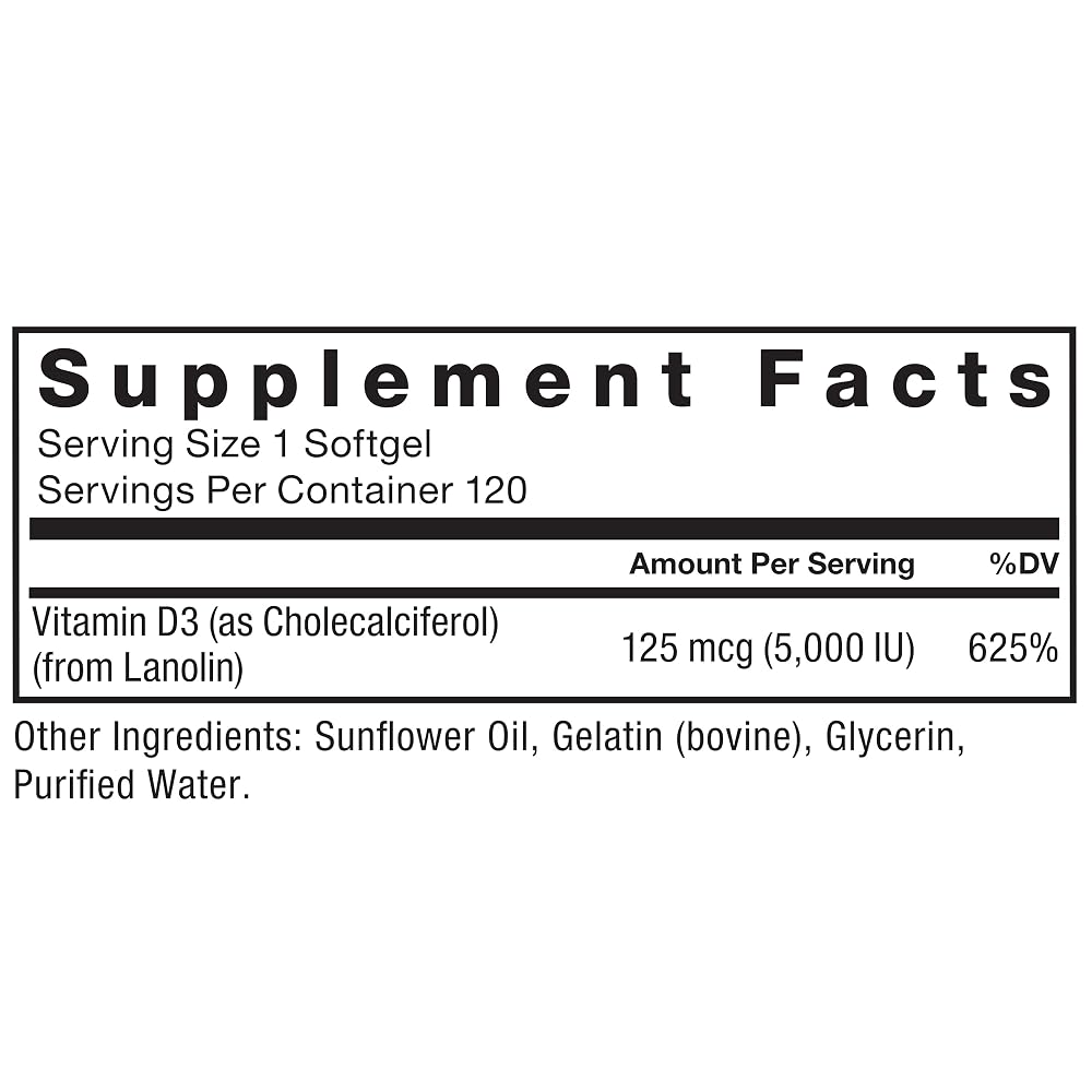 Force Factor Vitamin D3 5000 IU Softgels - 120 Softgels - image 6