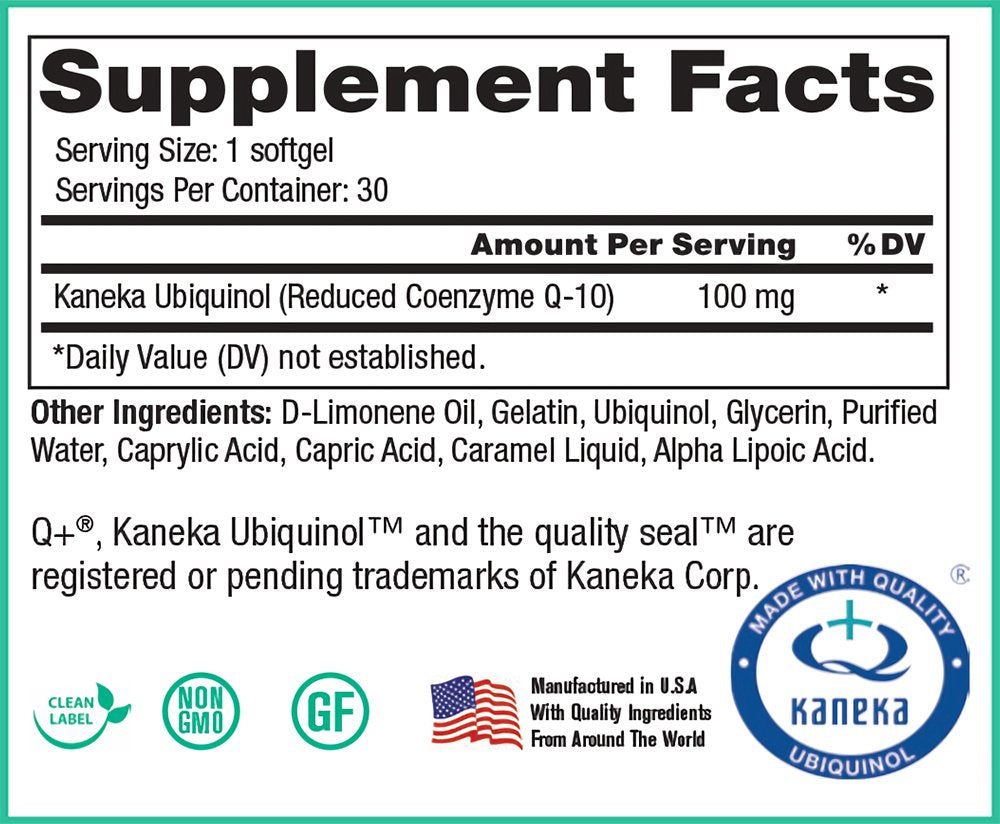 Peak Pure & Natural CoQSol10 CF Ubiquinol CoQ10 - 30 Softgels - image 3