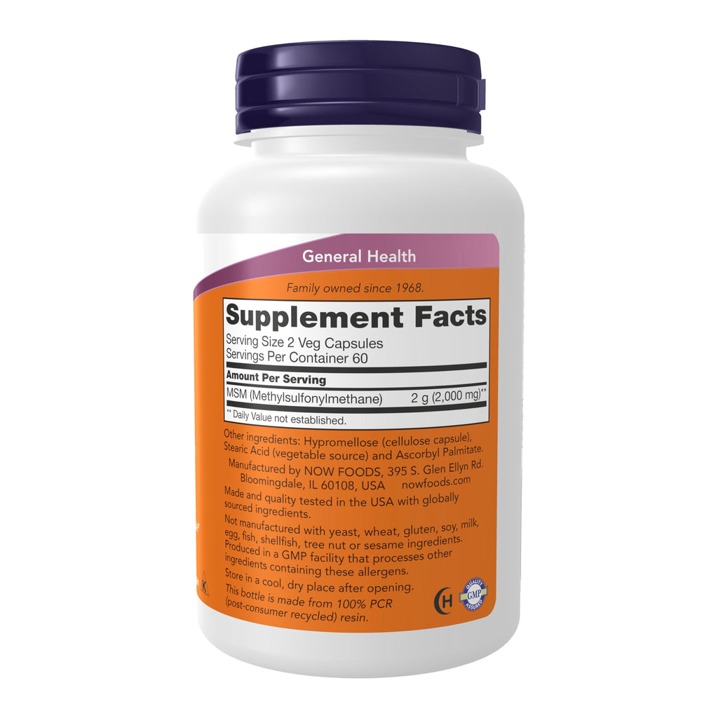 Now Foods MSM 1000mg Joint Support - 120 Capsules - image 2