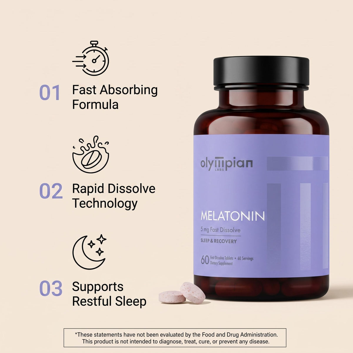 Olympian Labs Liquid Melatonin, Fall Asleep Naturally, Alcohol Free