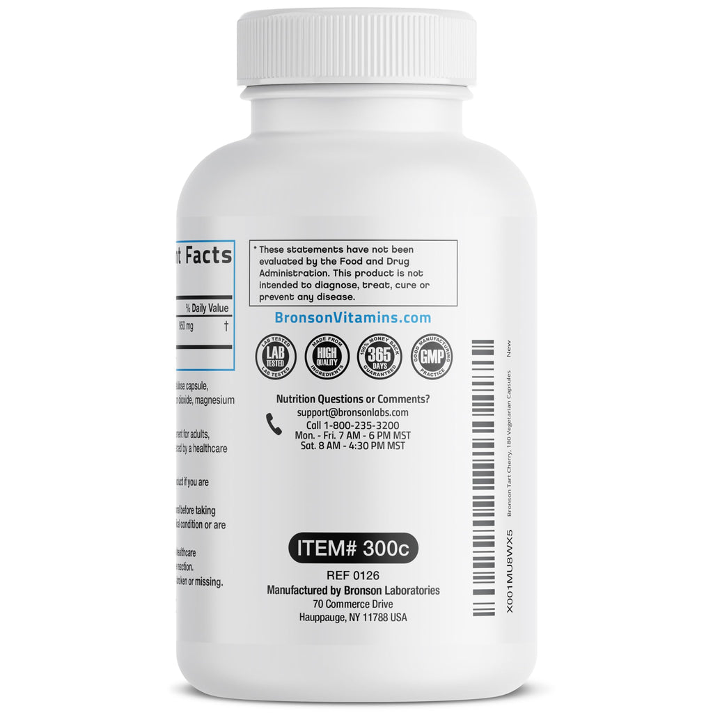 Bronson Tart Cherry Maximum Strength - 180 Vegetarian Capsules - image 5